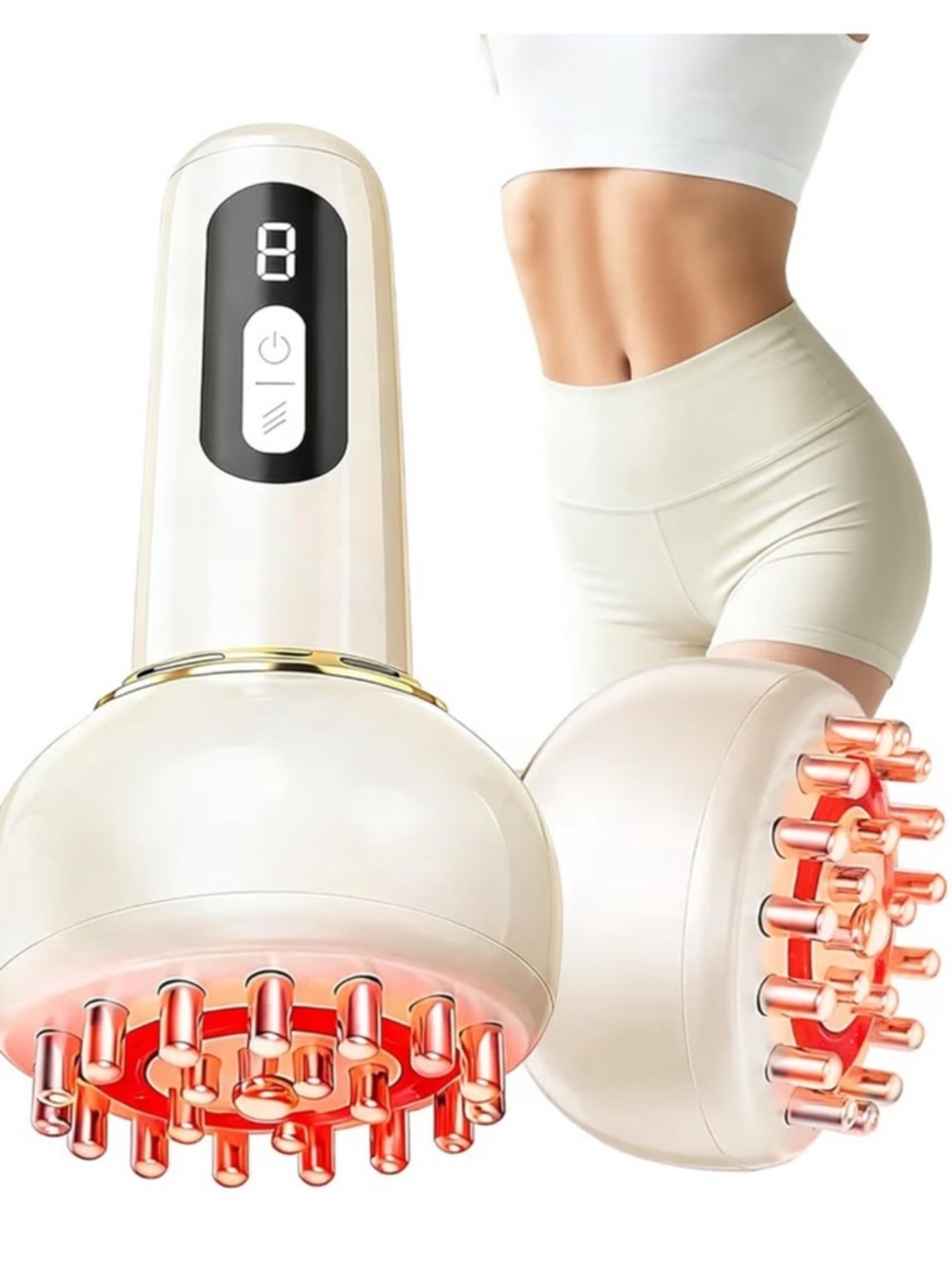 Amazon Cream and Rose Gold RF Body Sculpting Massager